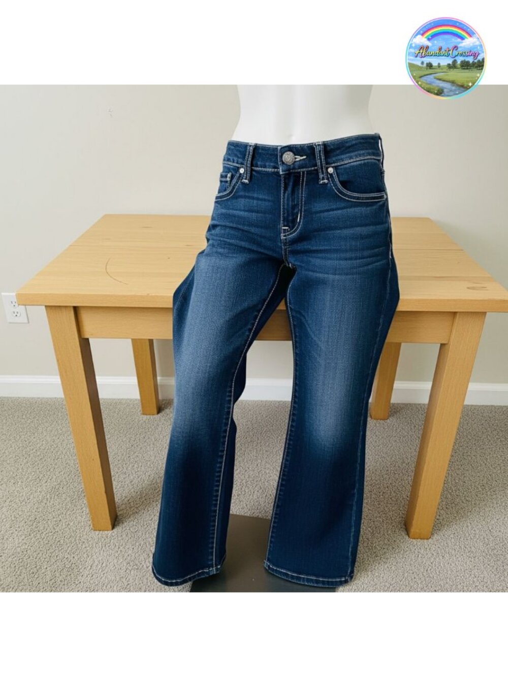 Womens Mid Rise Stretch Wide Leg Trouser Jeans 93% Cotton Comfort Fit